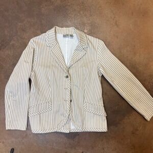Chico's Striped Blazer Career Jacket‎ Button Front Neutral Size 1